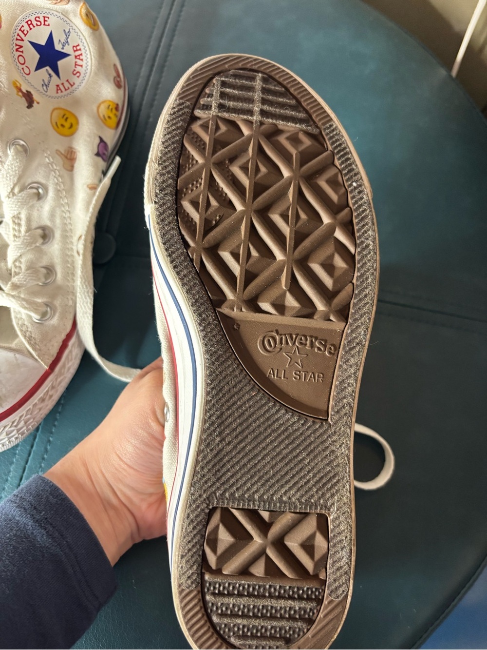 Converse White High Top Sneakers with Emoji Accents - Picture 7 of 8